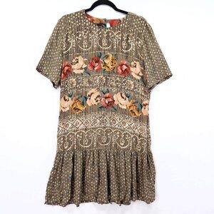 Vintage Carole Little Tunic Dress Women12 Floral Boho Artsy